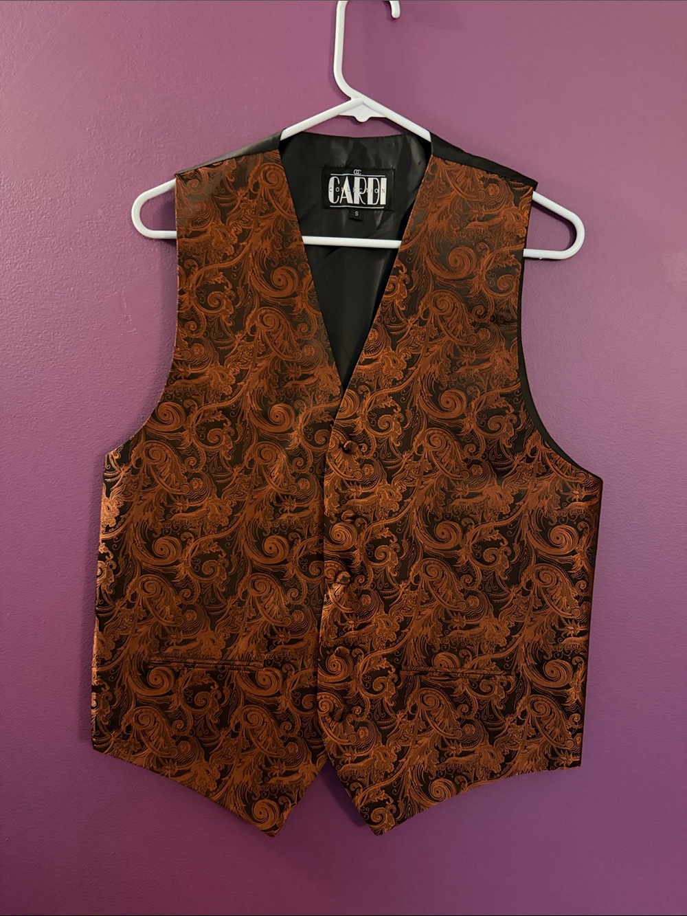 Men's Orange Paisley Formal Vest